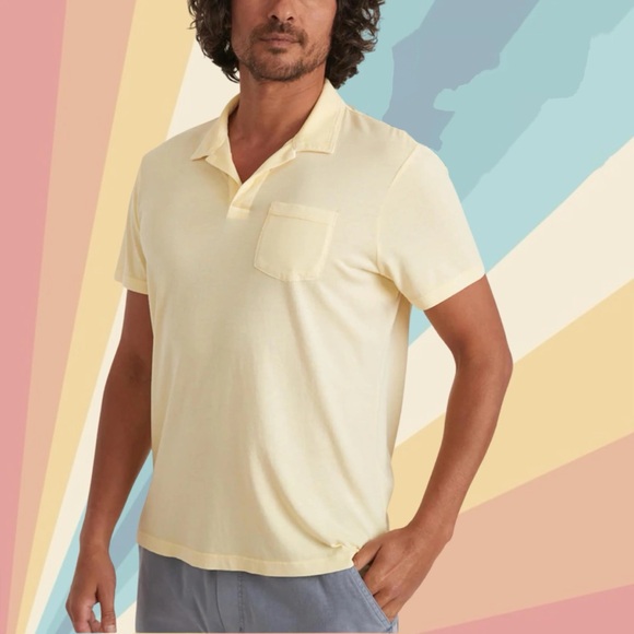 Marine Layer Other - Marine Layer Garment Dye Resort Polo Shirt Size M/L Yellow Paler Banana Preppy
